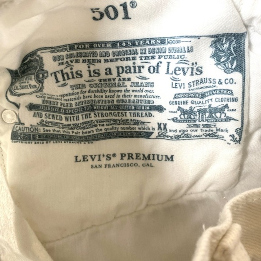 Levi's 501 XX Big E Cut Off Chewed Hem White Denim Shorts Women 29 Button Fly - Picture 5 of 8